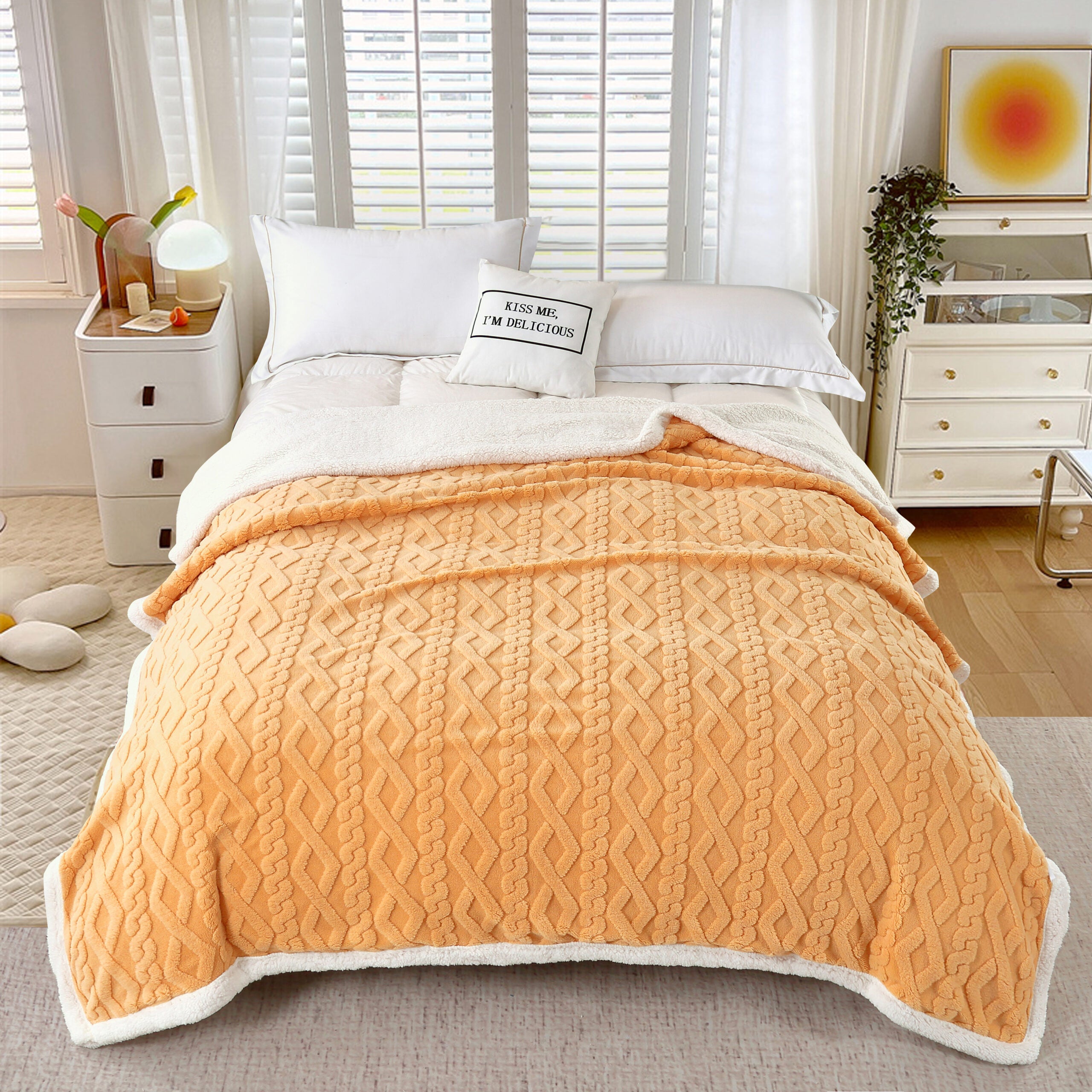 PATURĂ TRICOT CU BLĂNIȚĂ - GALBEN-ORANGE